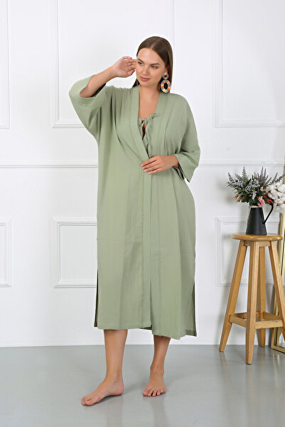 ağva collection Lara Şile Bezi %100 Organik Saçaklı Uzun Kimono