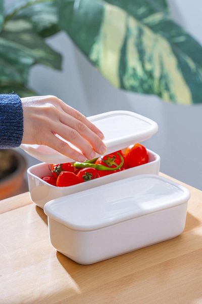 ACAR Nora 2-Pack Vacuum Rectangular Porcelain Breakfast Bowl - 9 cm