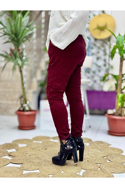 Punta Otantik Ls57117 Burgundy Italian Suede Trousers