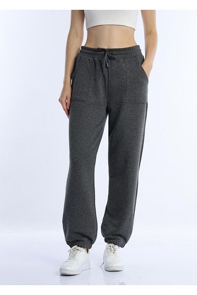 Polo State Γυναικείο ελαστικό ψηλόμεσο 3 κλωστών Anthracite Jogger Loose Sweatpants