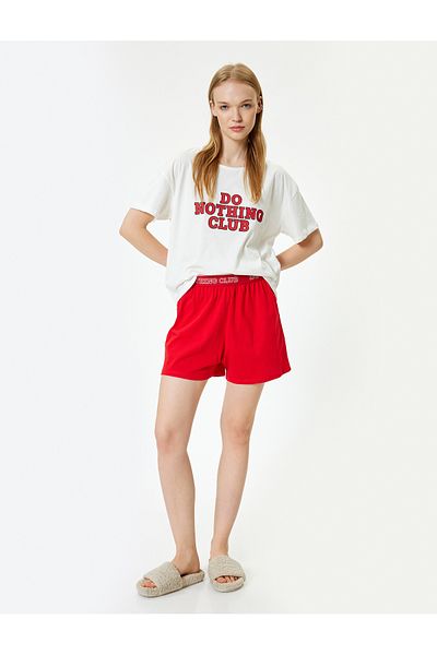 Koton Bedrucktes Pyjama-Set aus Baumwolle mit Shorts