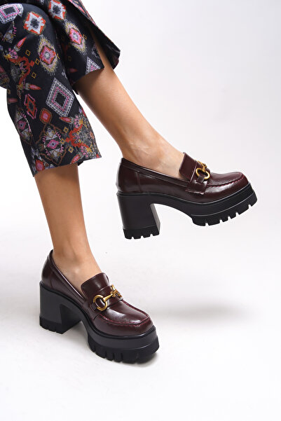 Riccon Ivofaelor Жіночі туфлі на підборах 00121520 Бордовий Зморшкуватий Руган