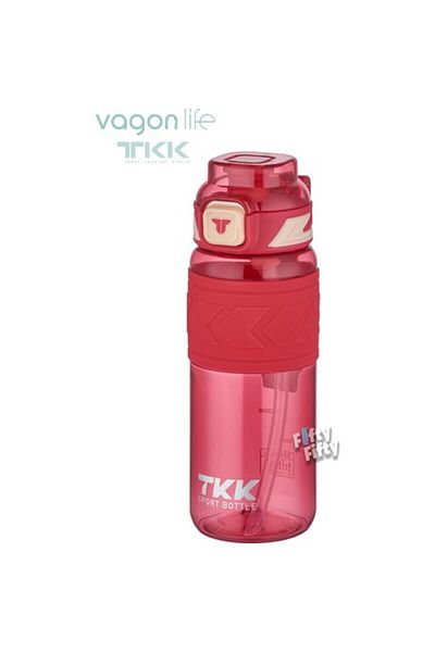 Vagon Life Tkk - 600 ml Pink Tritan Flask with Straw T-1019