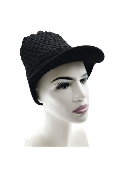 AXE SPORTSWEAR Black Knitwear Beret - Double Layer and Brim Winter Beanie