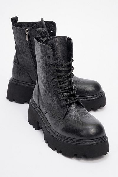 LuviShoes LORETA Schwarze Damenstiefel aus echtem Leder