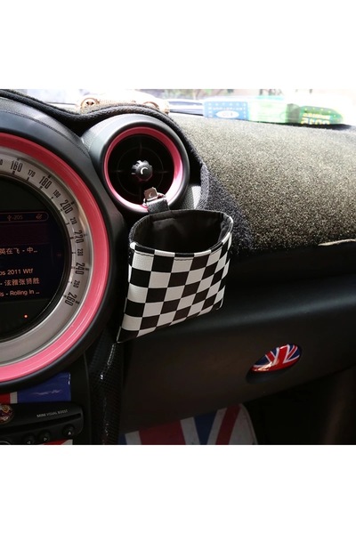 RoseTR منظم صغير من الجلد بنمط الشطرنج - داخل السيارة، متوافق