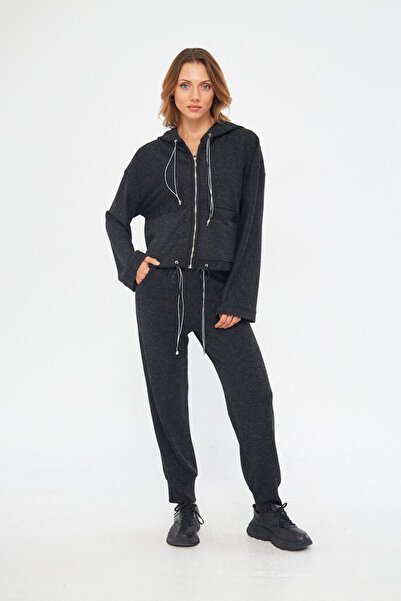 LAMANTE KAPÜŞONLU ANTRASİT BLUZ