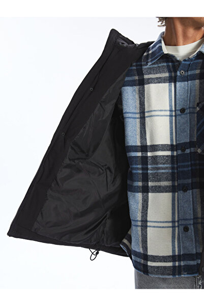 LC Waikiki Men's Black Standard Fit Hooded Coat