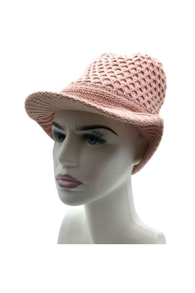 AXE SPORTSWEAR Pink Winter Brim Knitwear Beret - Double Layer Winter Beanie
