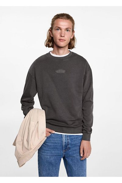 Mango Teen Cotton sweatshirt with embroidery detail