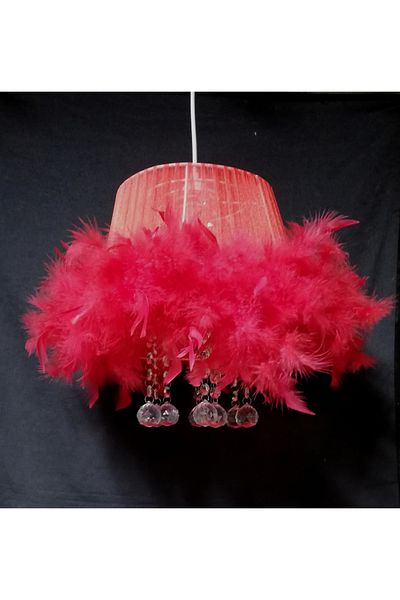 TEKAY AYDINLATMA Red Feathered Stone Chandelier Bedroom Chandelier