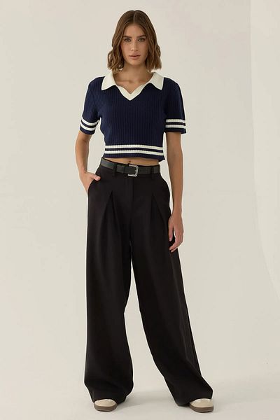 Hiccup Top tricotat cu guler color block