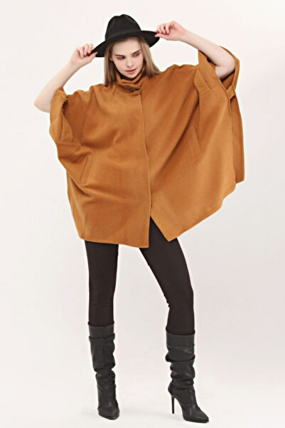 Cockatoo Women's Stylish Designed Poncho with Button Collar Detail