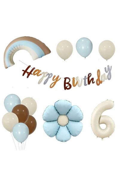 DÜVENCİ TİCARET ΣΕΤ ΜΠΑΛΟΝΙΩΝ ΡΕΤΡΟ ΠΕΤΡΙΝΩΝ ΧΡΩΜΑΤΩΝ ΜΕ ΦΩΛΙΑ ΜΠΛΕ ΧΑΜΟΜΗΛΙ