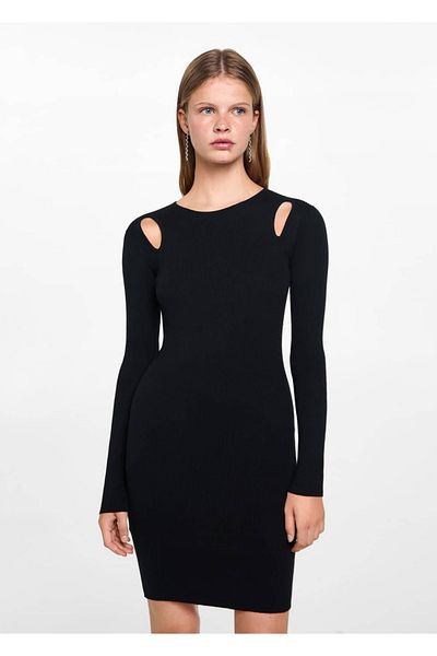 Mango Teen Rochie din tricot cu coaste perforate
