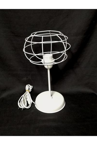 TEKAY AYDINLATMA Cage Wire Lampshade with White Metal Legs