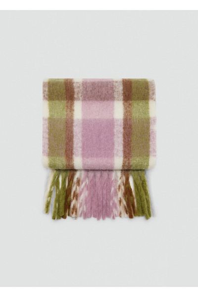 MANGO Woman Checked Scarf with Tassels