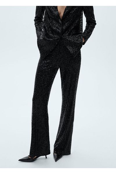 MANGO Woman Sequin Palazzo Trousers