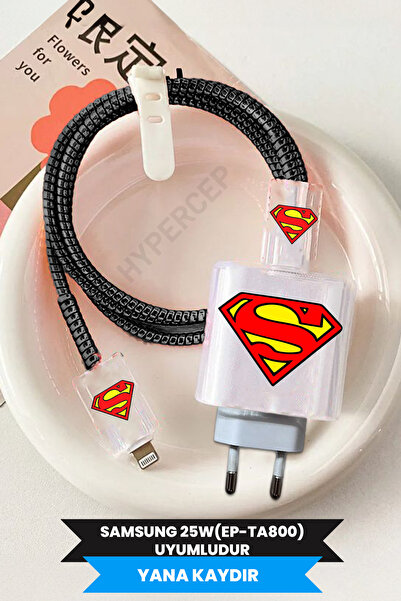 WANNACASE 25W (EP-TA800) Uyumlu Şeffaf Şarj Başlığı Koruma Kablo Koruyucu 5'l...