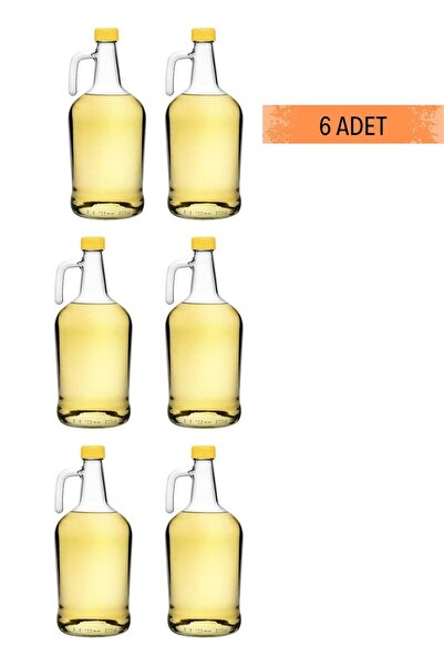Albergio 3 Litre Saplı Zeytinyağı Şişesi Galon Cam (6 Adet ) Sirke Turşu Şalgam Şişesi