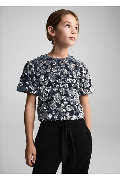 MANGO Kids Cotton Wideleg Pants