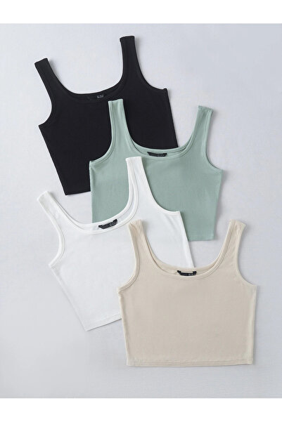 KaSheHa 4'lü Paket Crop Top Bluz