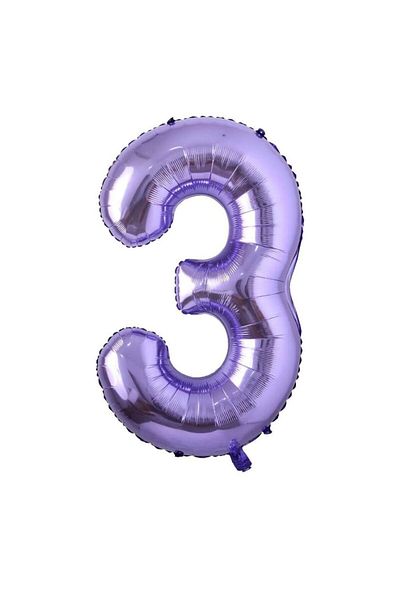 parti sürprizi Purple Color 3 Figures Foil Balloon 100 cm