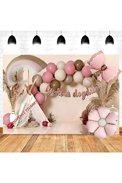 DÜVENCİ TİCARET ΡΟΖ ΣΕΤ ΜΠΑΛΟΝΙΩΝ ΡΕΤΡΟ ΜΕ ΦΙΛΜ ΠΑΠΑΤΙΑΣ ΤΥΠΟΥ ΧΑΡΤΙΝΗΠΙΑΣ