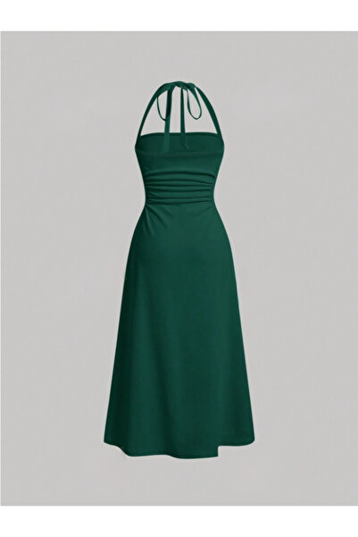 Dressco Meryem - Boyundan Bağlamalı Drapeli Midi Elbise