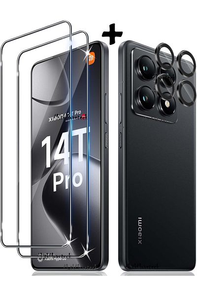 m.tk moveteck مجموعة واقي عدسة حماية الكاميرا المتوافقة مع هاتف Xiaomi Mi 14T Pro + مجموعة زجاج واقي شاشة 9H 2 في 1