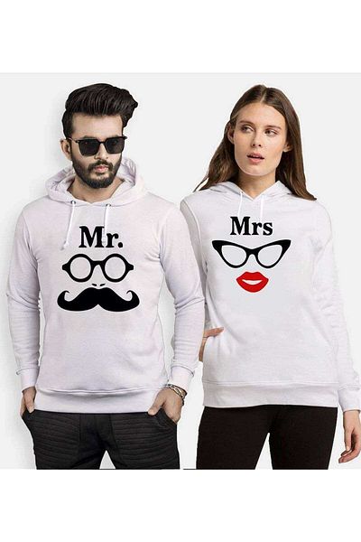 Tshirthane Mr.mrs Glasses Lover Combinations Hooded Couple Combination