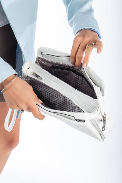 Dilimler Ayakkabı Жіночий портфель-гаманець Білий шкіряний 3 відділення Довгий короткий ремінець