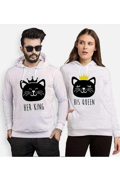Tshirthane Cat King Cat Queen Lover Combinations Hooded Couple Combination