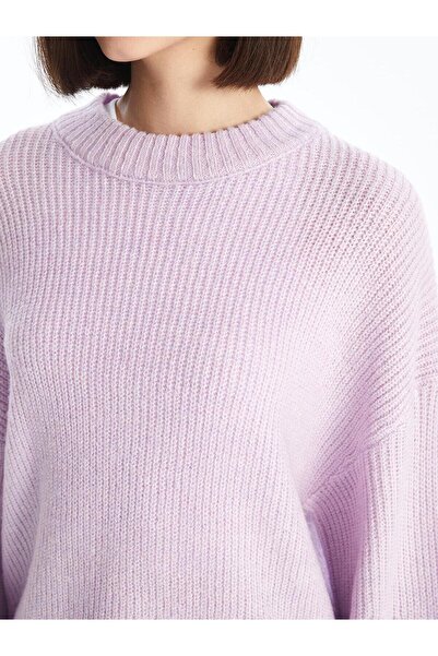 LC Waikiki Pulover de damă cu mânecă lungă solidă cu guler rotund - W4ab00z8