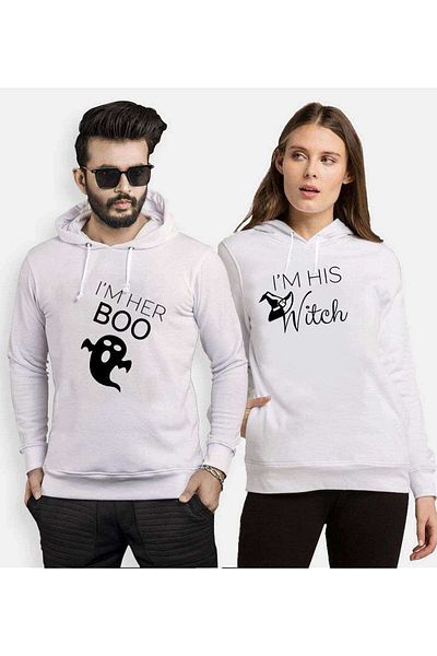 Tshirthane Boo Witch Lover Combos Hooded Couple Combination