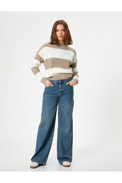 Koton Knitwear Stand Collar Long Sleeve Sweater