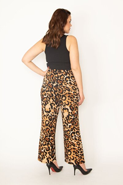 Şans Women's Plus Size Leo Half Lined Elastic Waist Trousers 65n32715