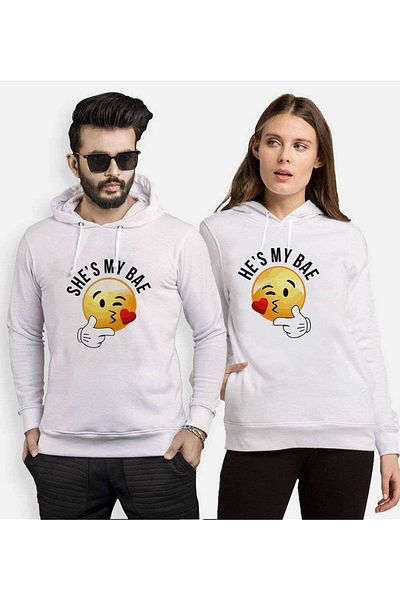 Tshirthane My Bae Smile Lover Combos Hooded Couple Combination