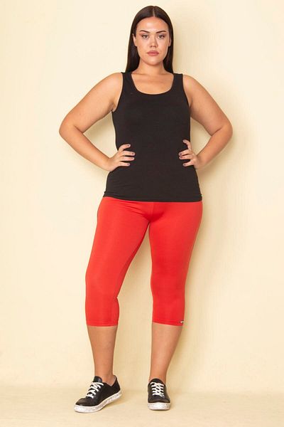 Şans Women's Plus Size Red Side Stripe Lycra Jersey Leggings Trousers 65n28657