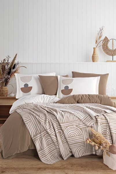 eco concept Bohemian, Double Blanket Set, Duvet Cover Set, Tufting Embroidery, 7 Pieces, 100% Cotton