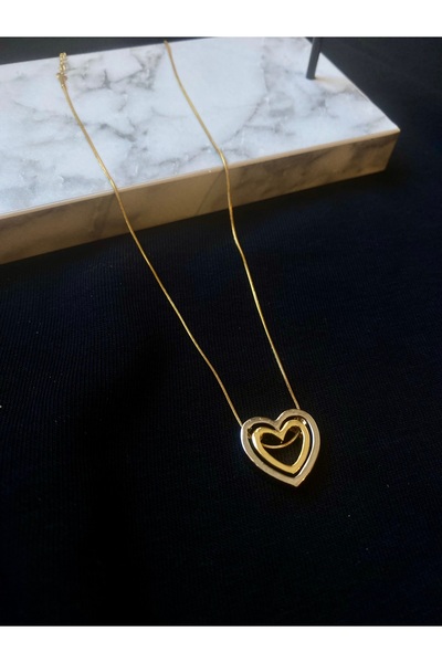 Aleda قلادة فضية ذهبية متشابكة على شكل قلب من الفولاذ