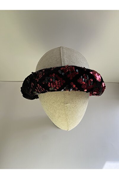 Bivalvia Accessories Kırmızı Siyah Pullu Payetli Taç