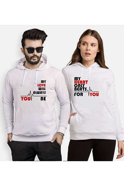 Tshirthane My Heart Just Beats For You Lover Combinations Hooded Couple Combination