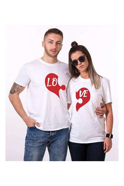 Tshirthane Puzzle Heart - Lo and Lover T-Shirt Combination, Couple Combination