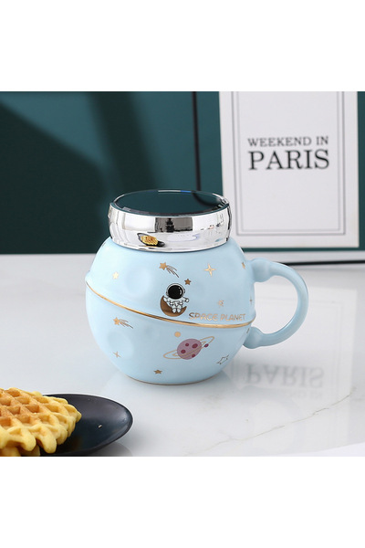 Livava Space Porcelain Mug with Mirror Lid, Blue, 15X11
