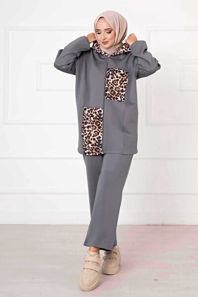 EBRUTESETTÜR Leopard Garnished Zippered Scuba Set