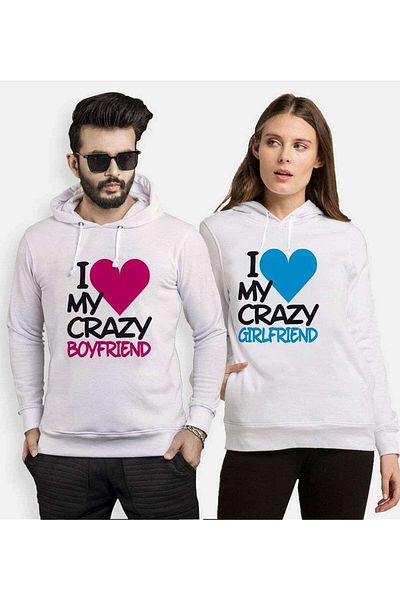 Tshirthane Lover Hooded Couple Combination - I My Crazy Boyfriend