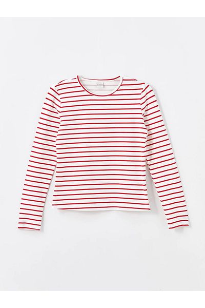 LC Waikiki Tricou cu mânecă lungă pentru fetiță, cu dungi roșii LCW Kids
