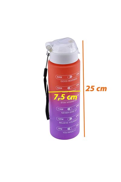 GLASWEN 800 Cc Capacity Motivational Water Bottle - Double Color, No Straw and Leak Proof