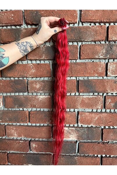 Suzan Peruk Kızıl renk 50 adet Mikro Kaynak saç - Uçları takılmaya hazır. A k...